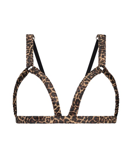 Bralette Satin Leopard, Sort