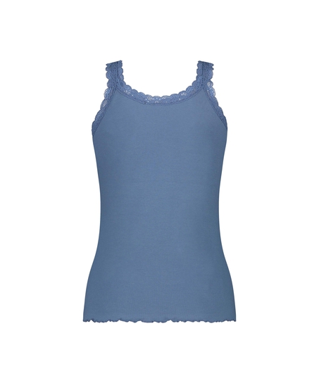 Singlet Rib Lace, Blå