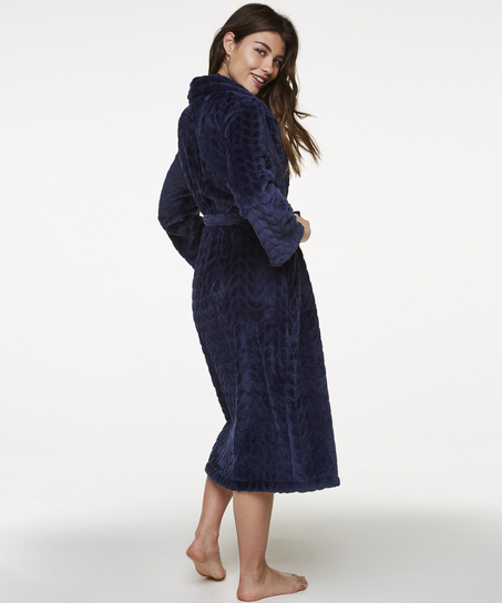 Fleece Leaves badekåbe, blå