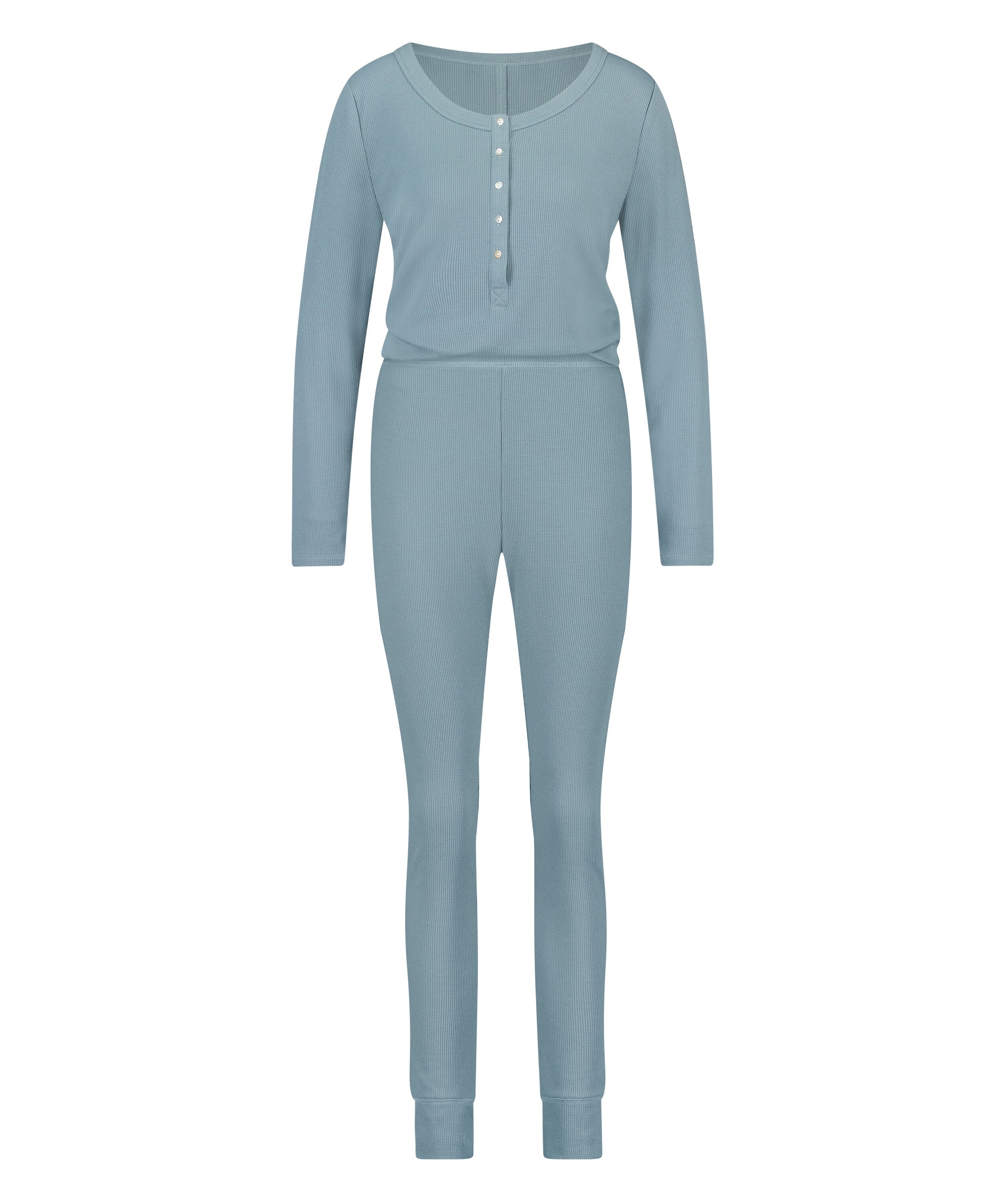 Pyjamasæt Waffle Placket, Blå