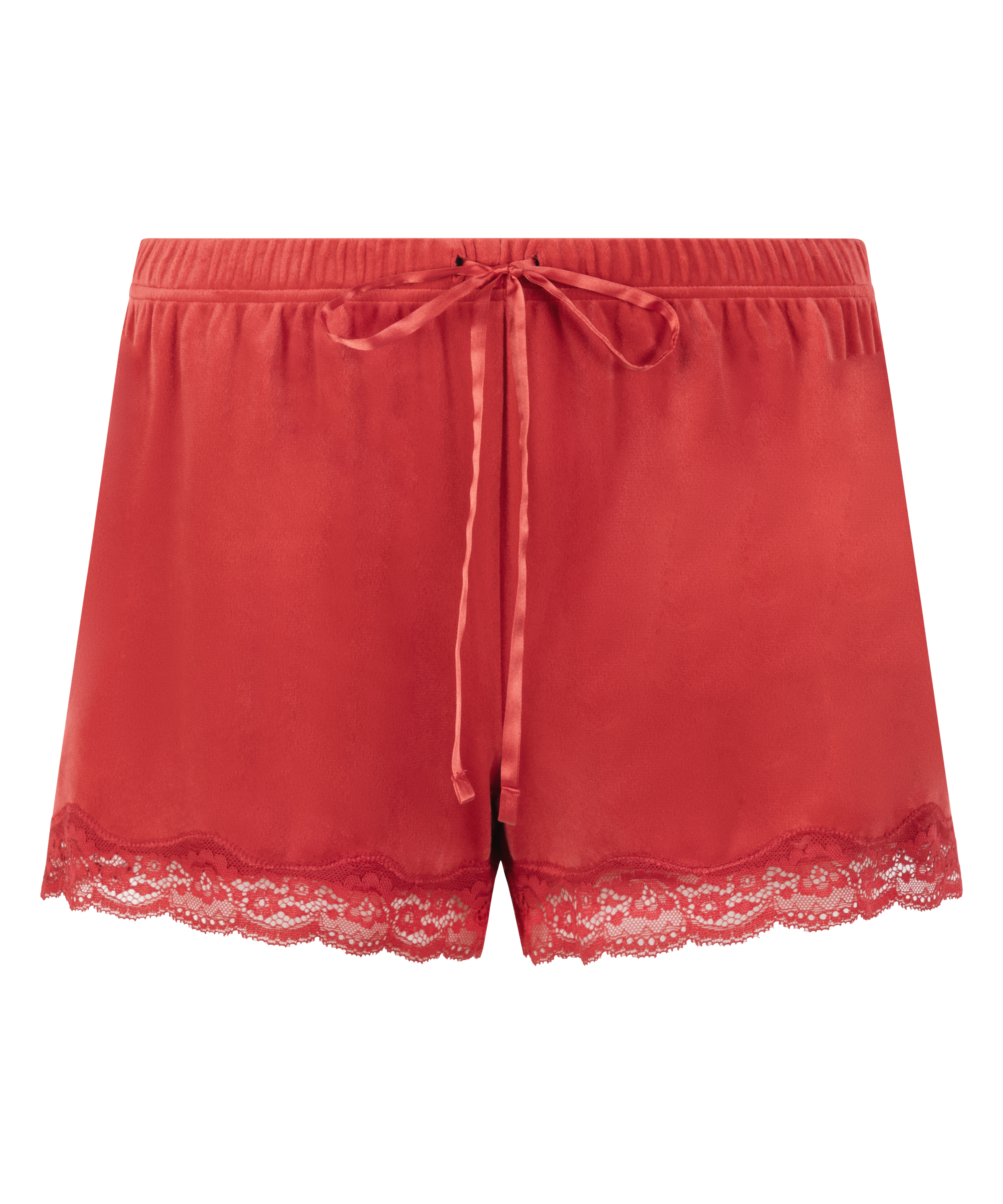 Shorts velour Lace, Rød, main