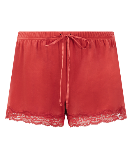 Shorts velour Lace, Rød