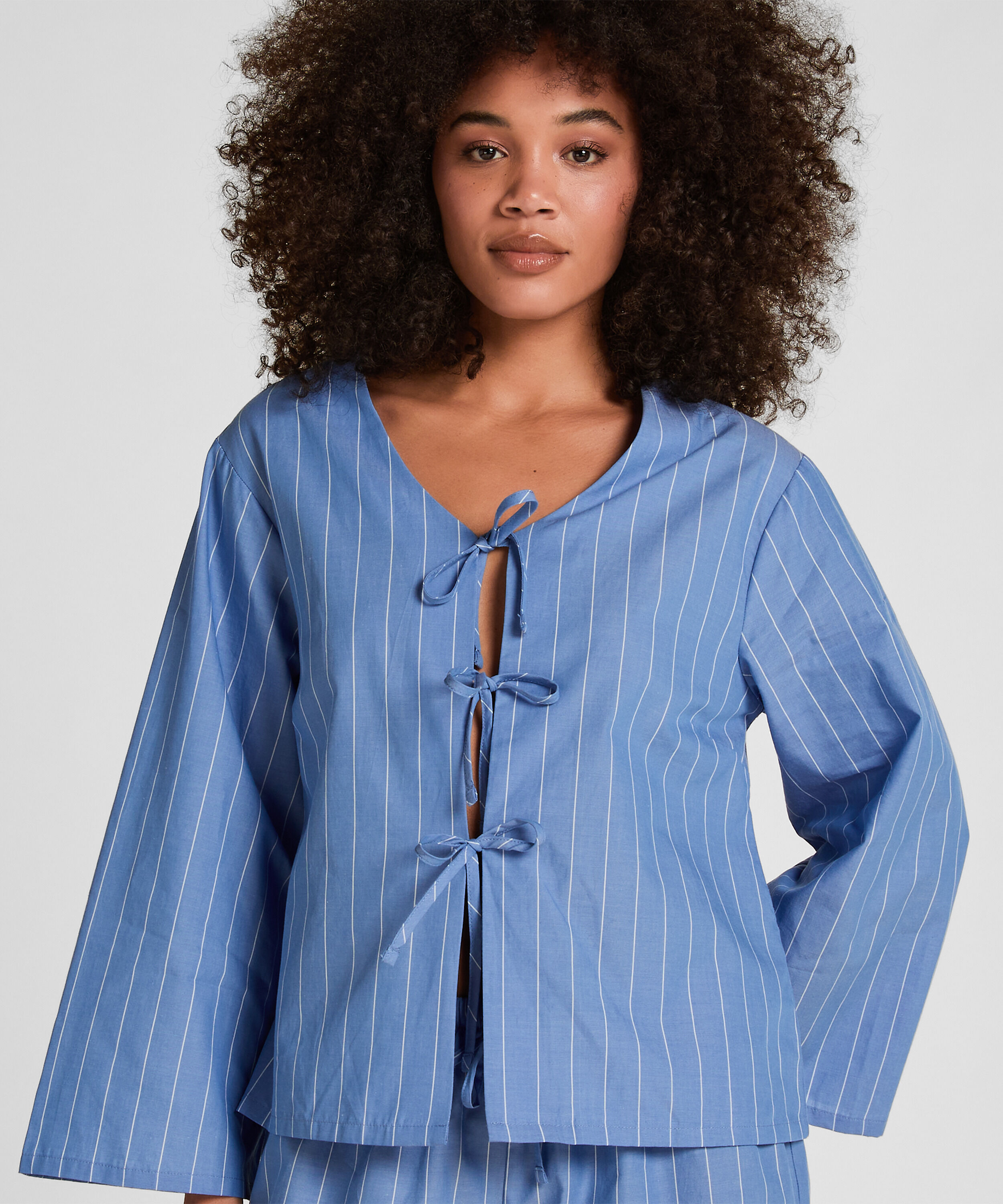 Stribet Pyjamas Jakke, Blå