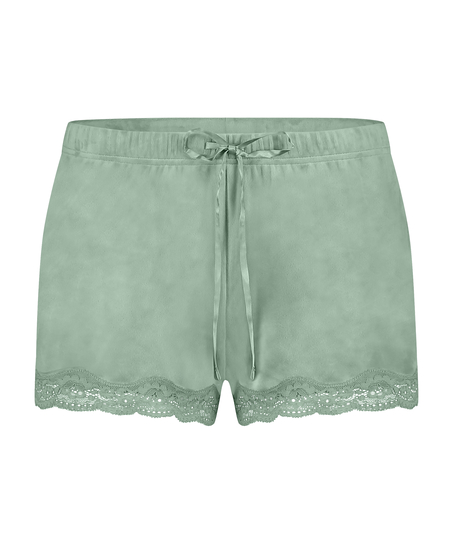 Shorts velour Lace, Grøn