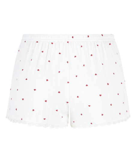 Pyjamasshorts Pointelle, Hvid