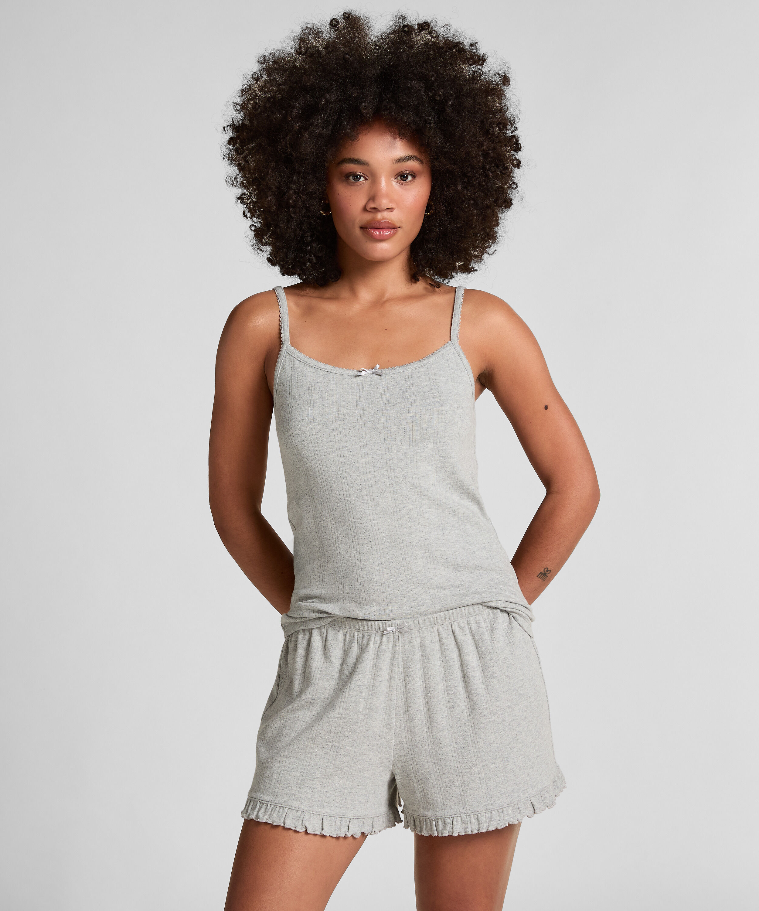 Shorts Pointelle, Grå