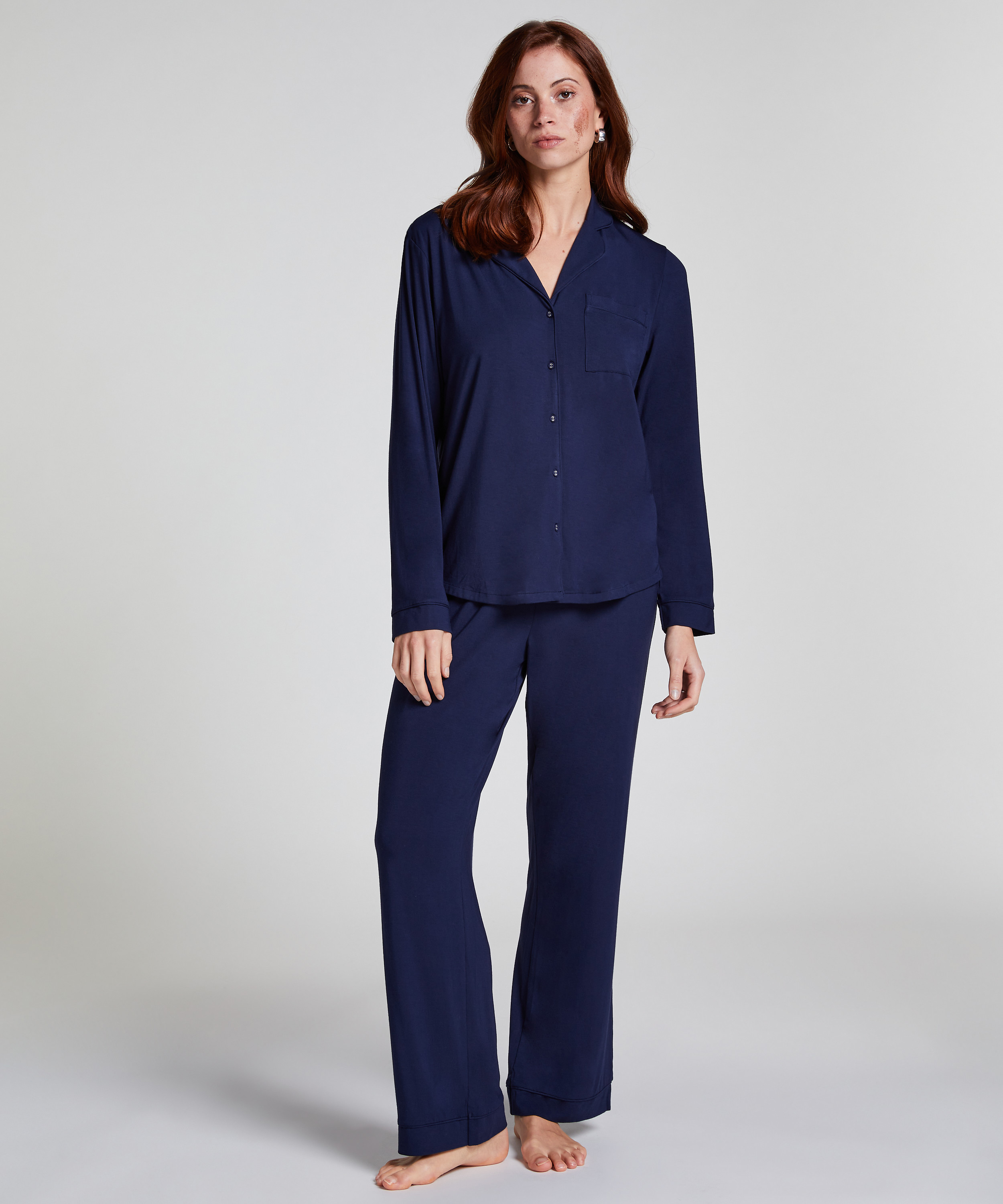 Langærmet jerseyjakke Essential, Blå, main