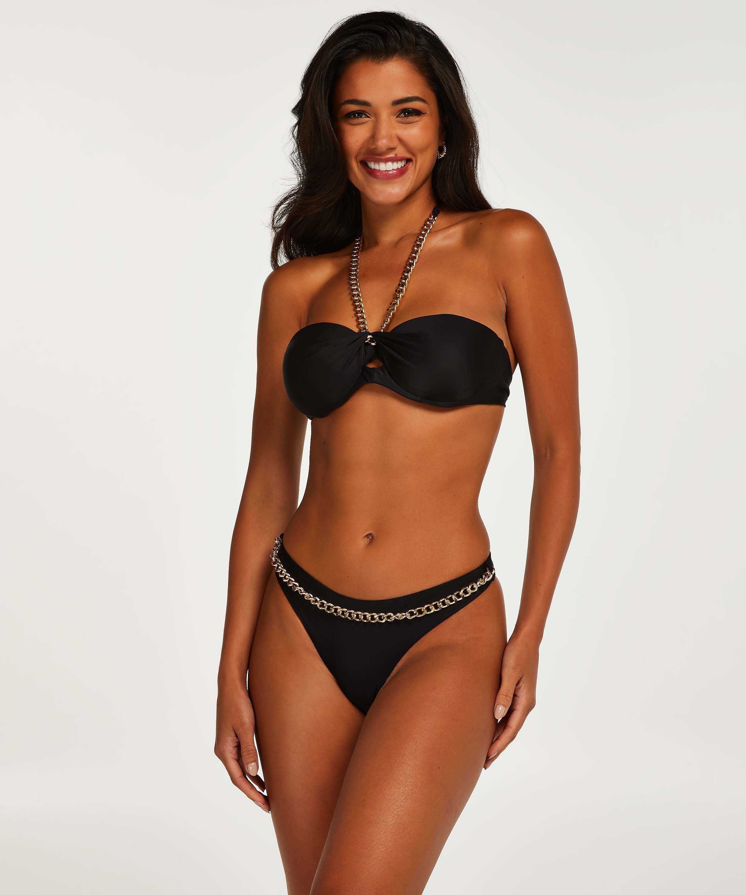 Formstøbt bikinitop med bøjle og uden stropper Cuba Rebecca Mir, sort, main
