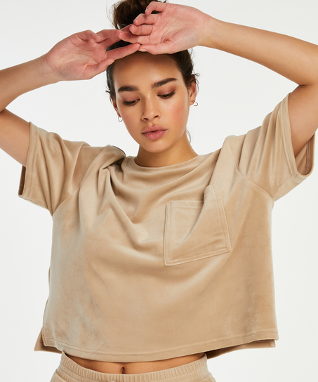 Top fløjl Pocket, Beige