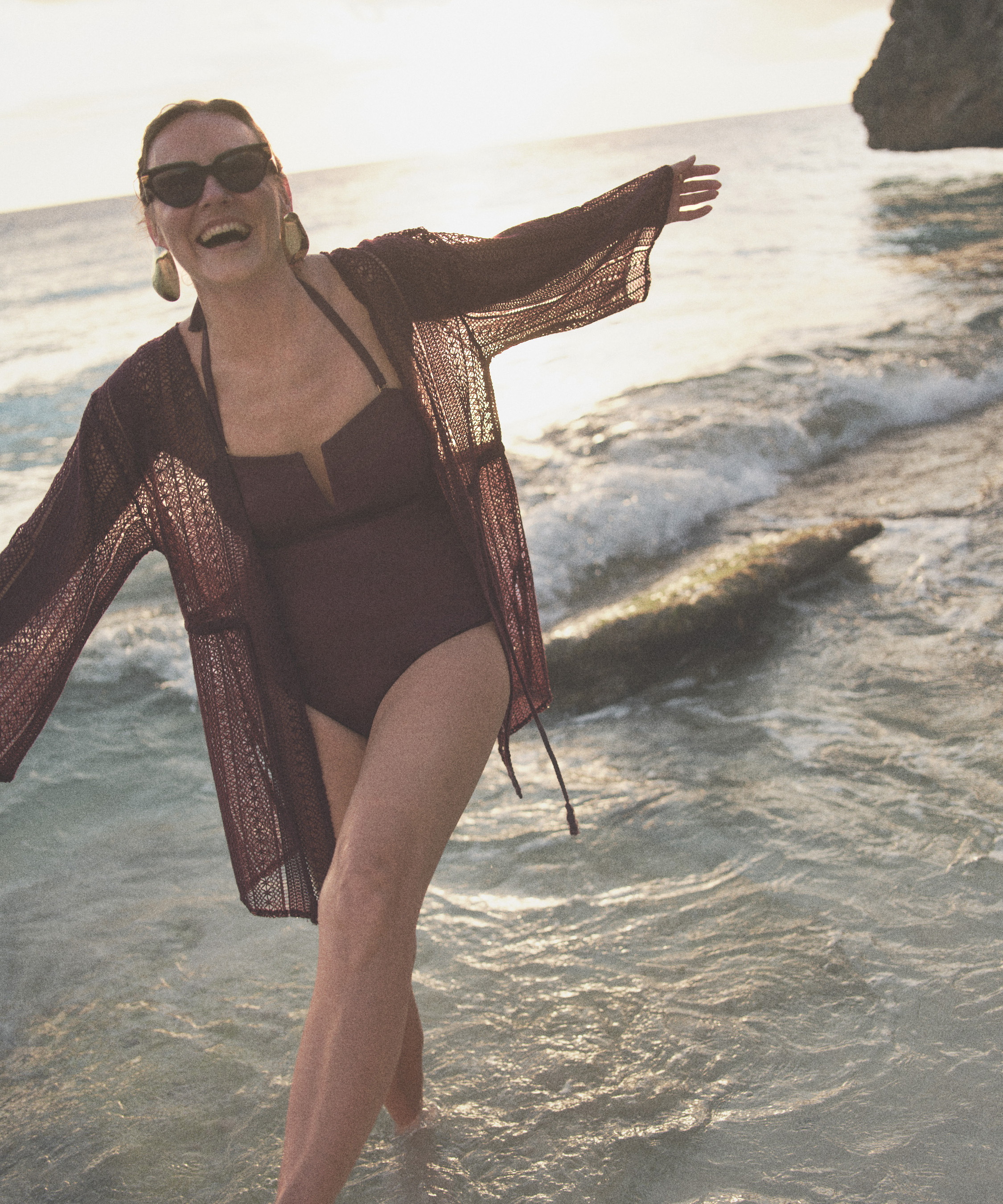 Hæklet strandkaftan, lilla, main