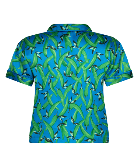 Kort&aelig;rmet satinjakke, Bl&aring;