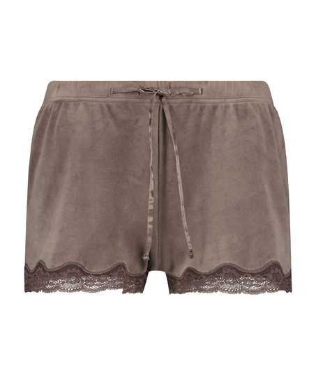 Shorts velour Lace, Brun