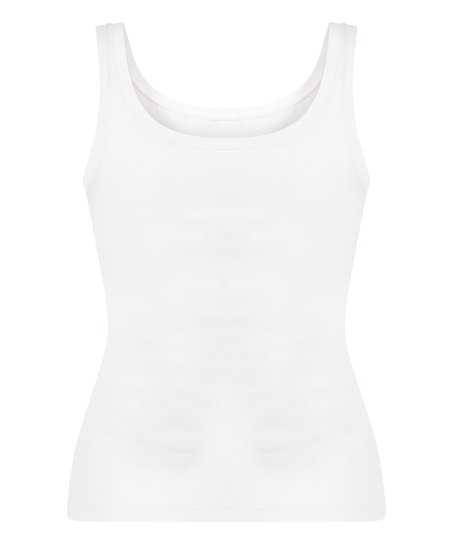 Singlet tanktop i blød bomuld, Hvid