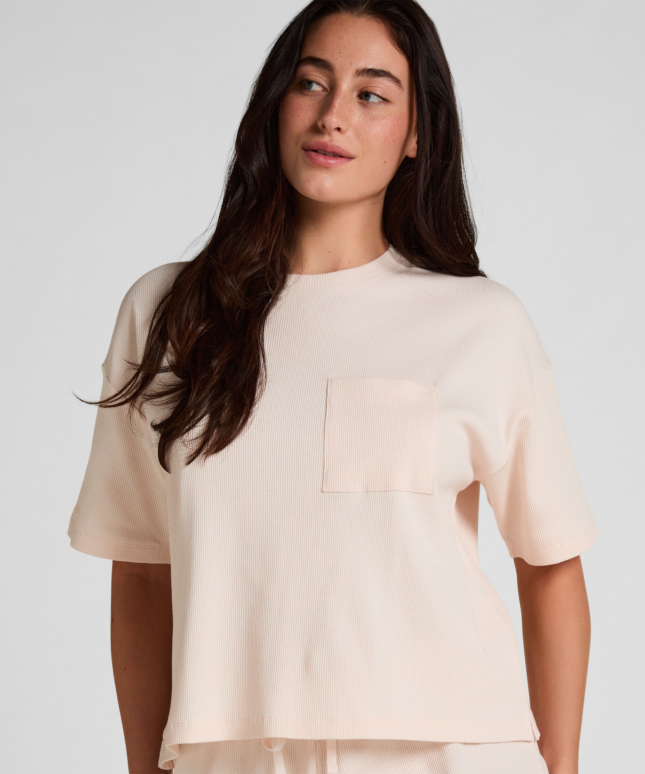 Pyjama Top Waffle, Lyserød Pyjama Top Waffle, Lyserød