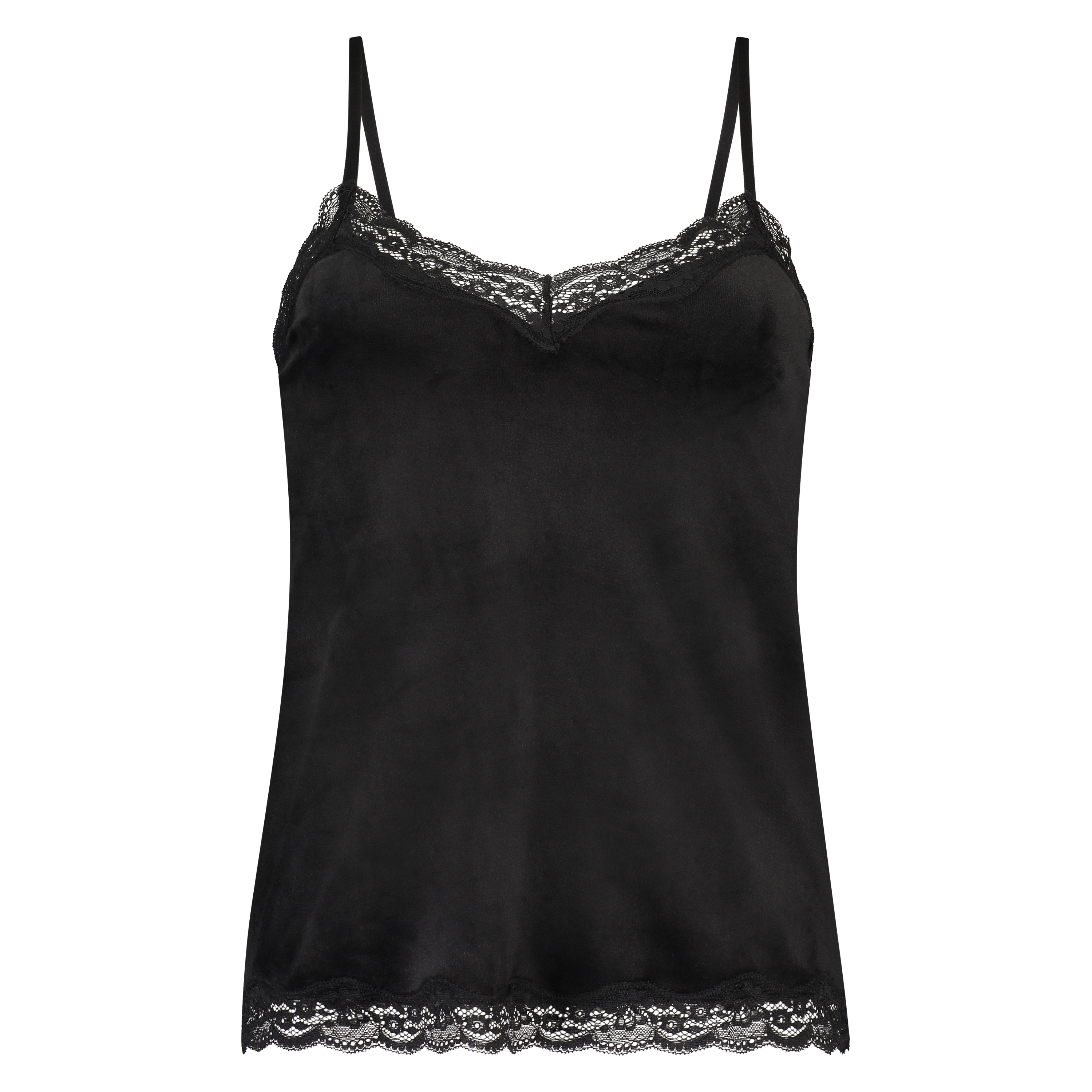 Cami top Velours Lace, sort, main