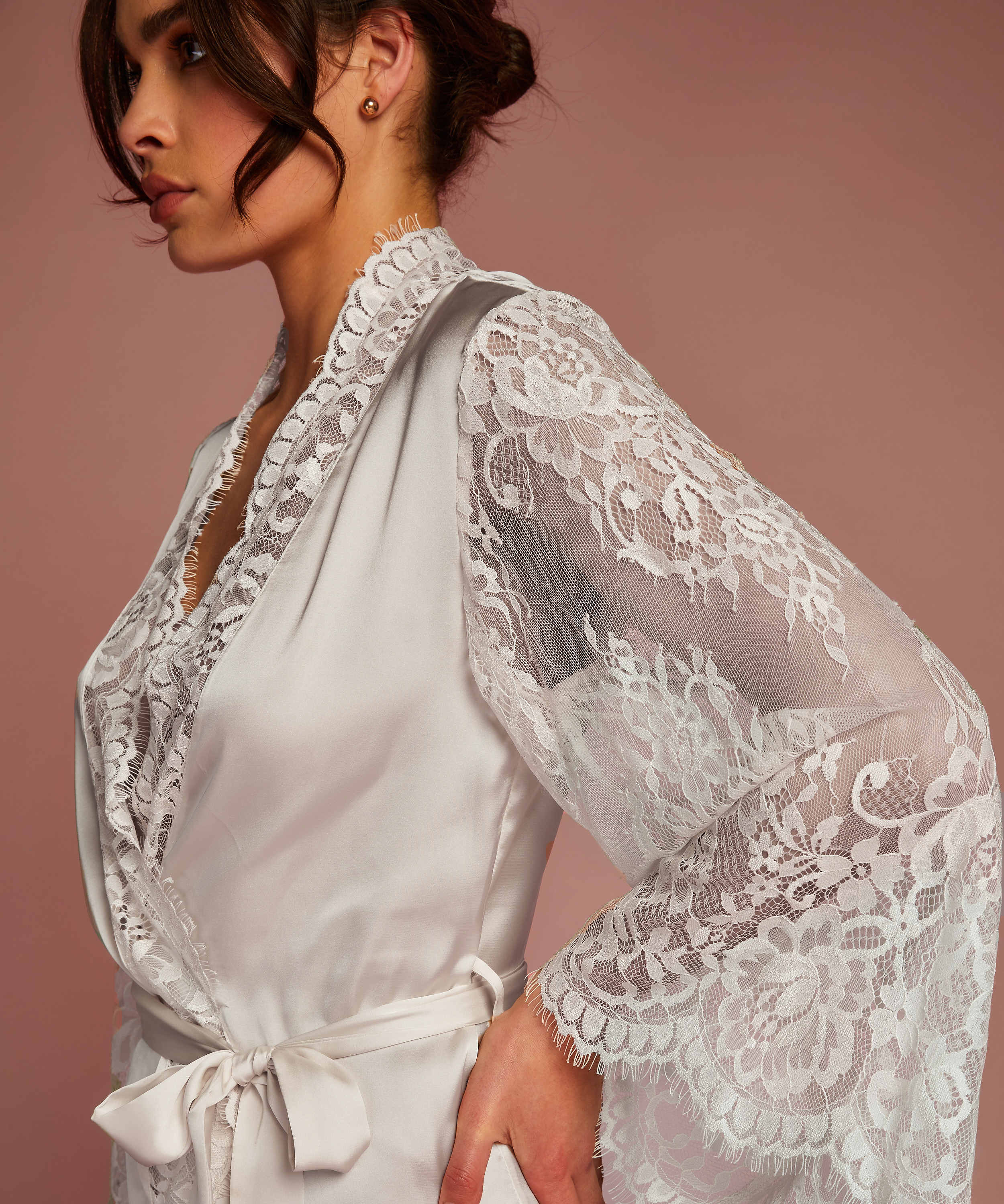 Kimono All Over Lace, hvid, main
