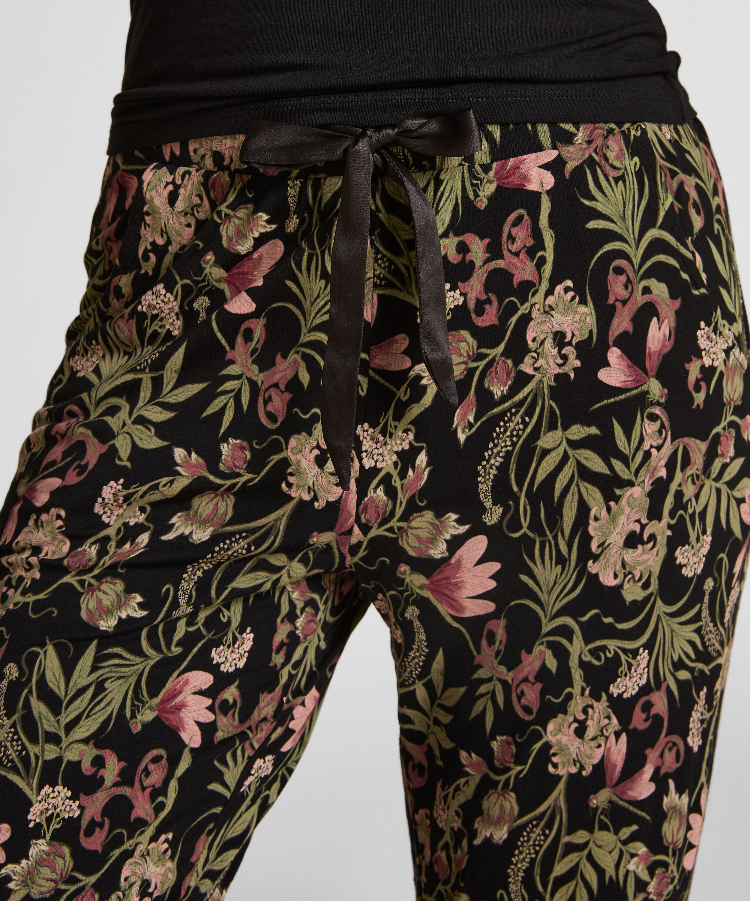 Pyjamasbukser Jersey, Sort, main