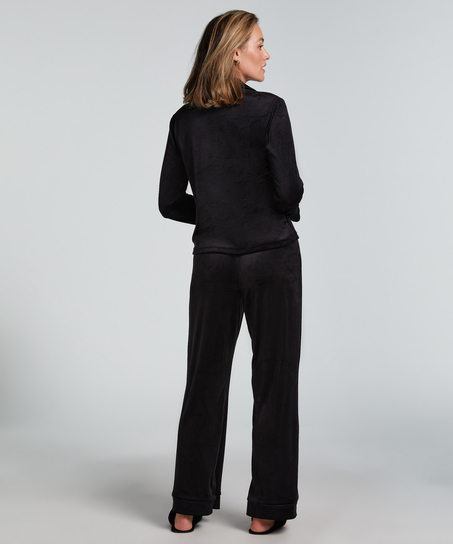 Lang&aelig;rmet velourjakke, Sort