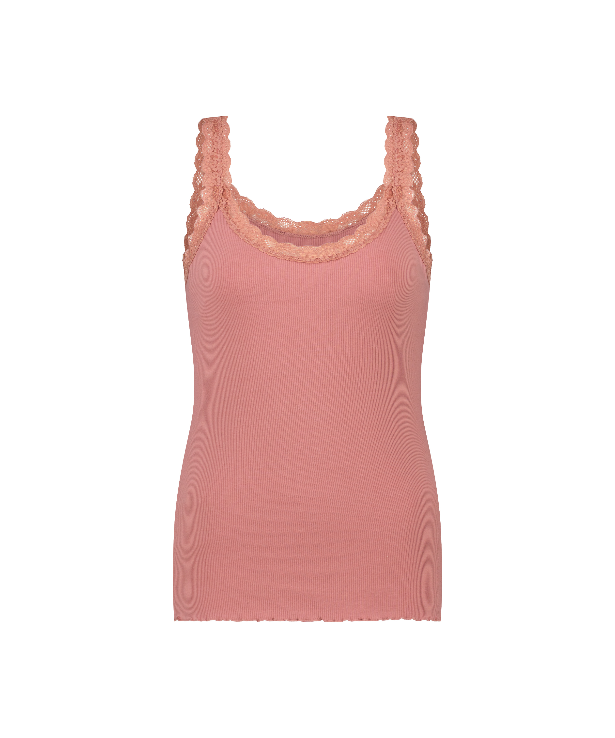 Singlet Rib Lace, Lyserød, main