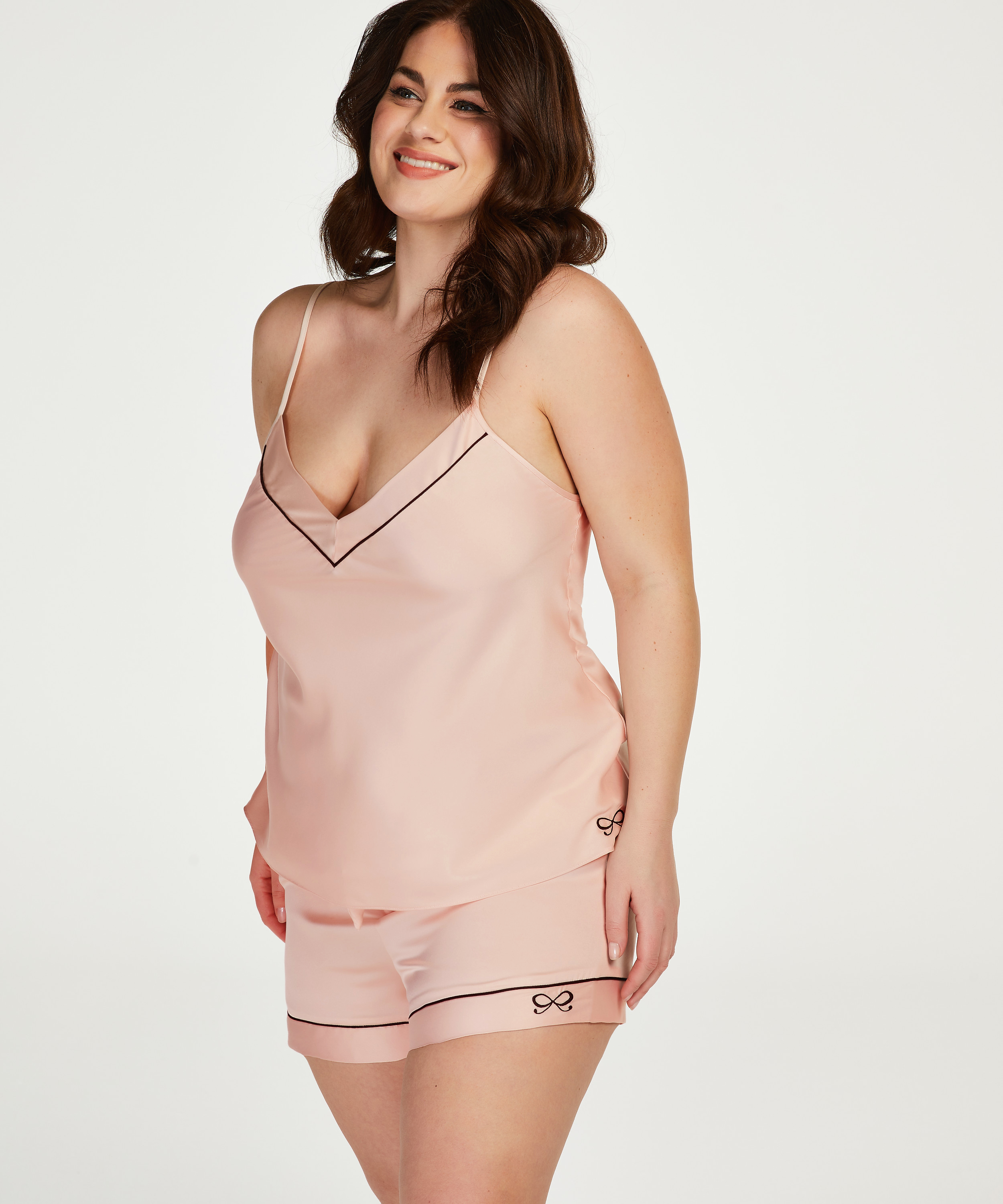 Satin top Bow, Lyserød, main