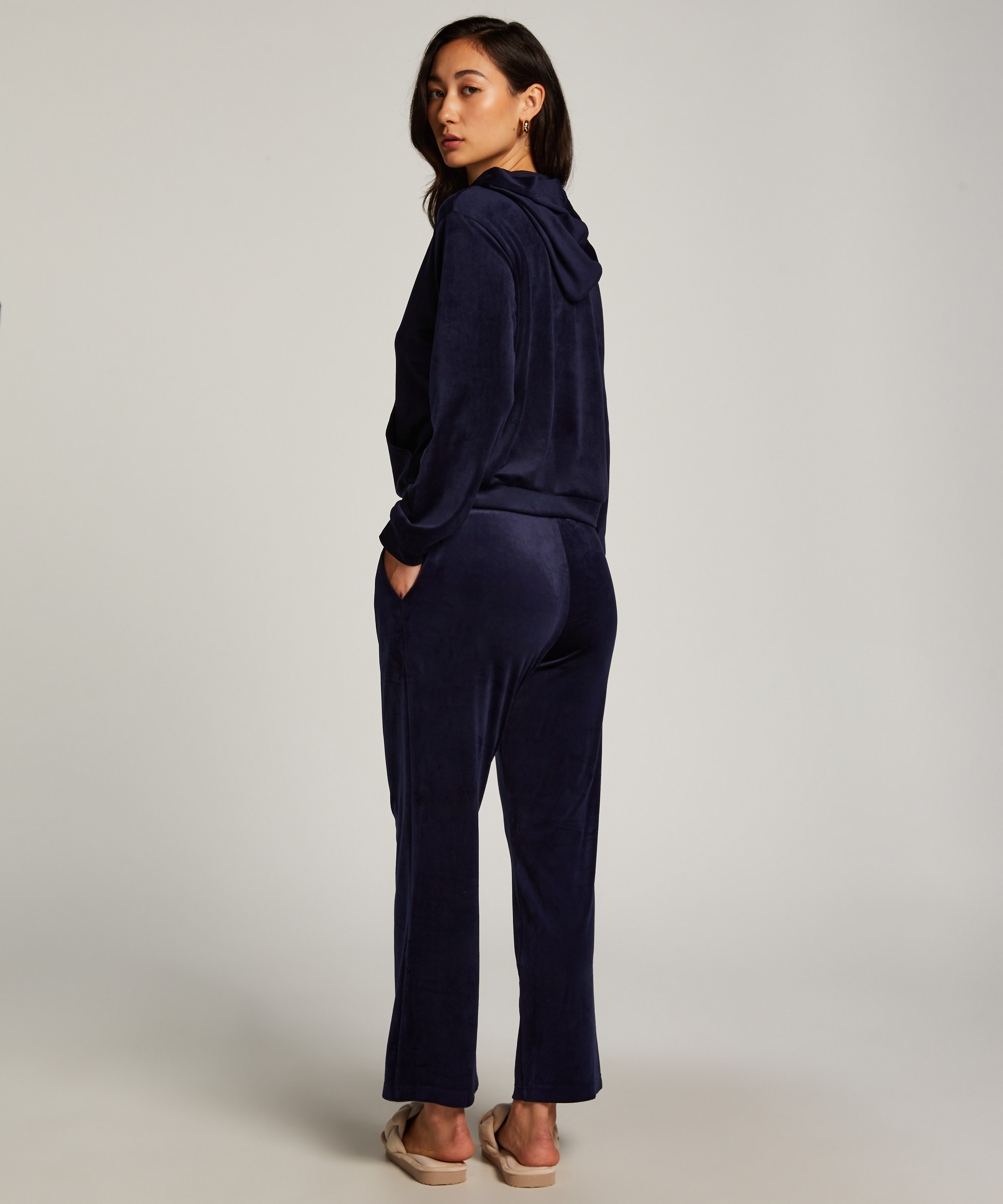 Hættejakke velour, Blå, main