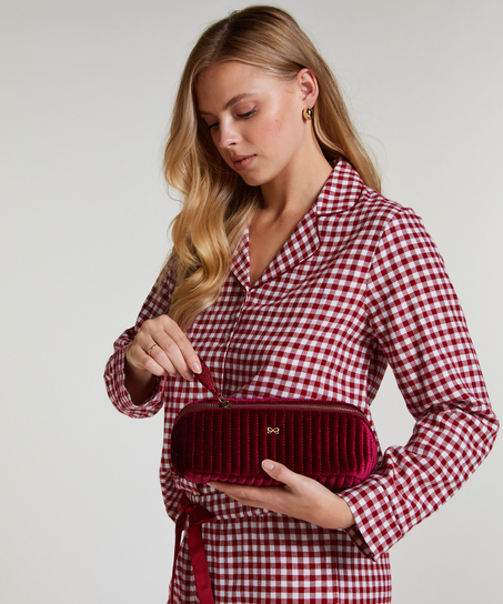 Velour makeuptaske, Rød