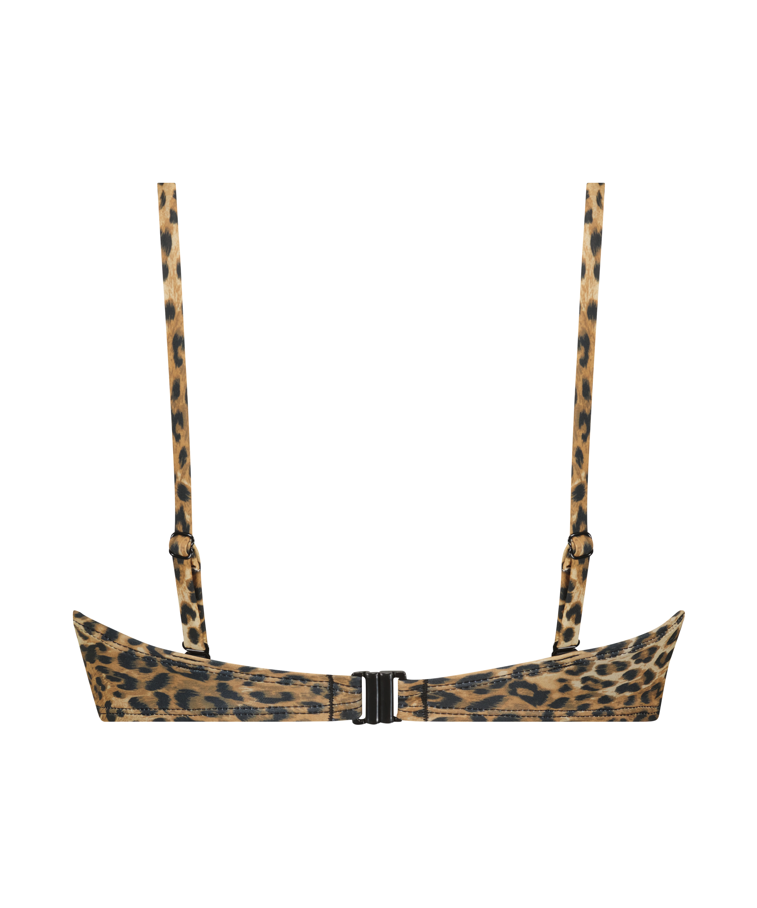 Formstøbt stropløs push-up-bikinitop Leopard, Brun, main
