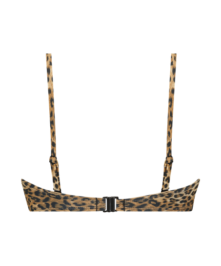 Formstøbt stropløs push-up-bikinitop Leopard, Brun