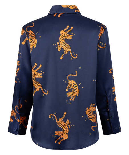 Langærmet satinjakke, Blå