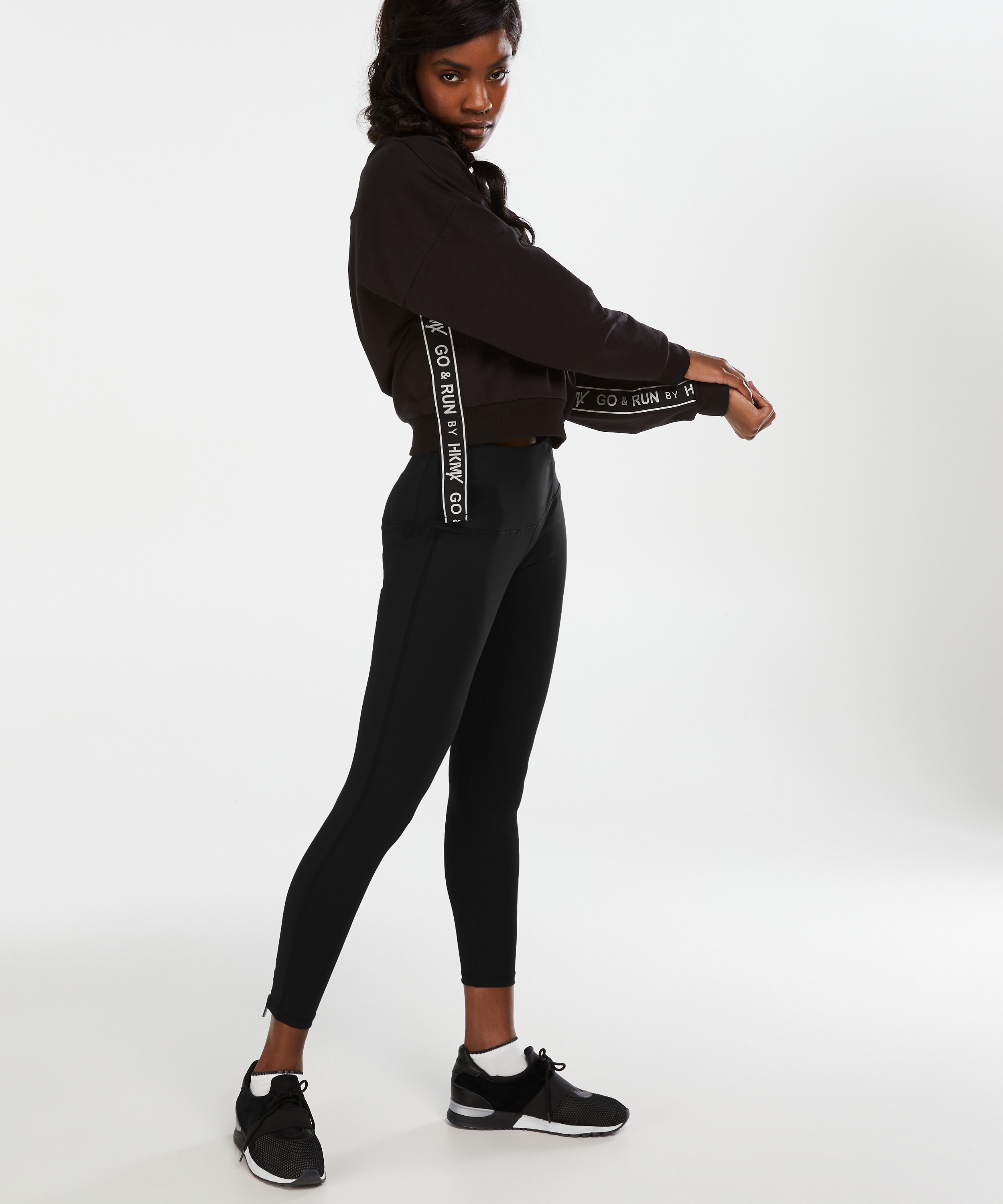 HKMX high waist sport legging zip level 2, sort, main
