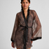 Kimono i leopardprintet mesh, Sort