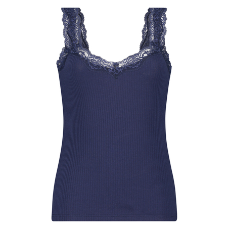 Top Rib Cami lace, Blå