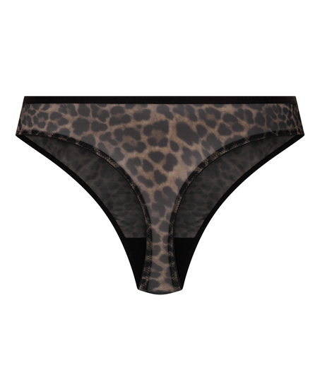 H&oslash;jtaljet stringtrusse Leopard Tara, Sort