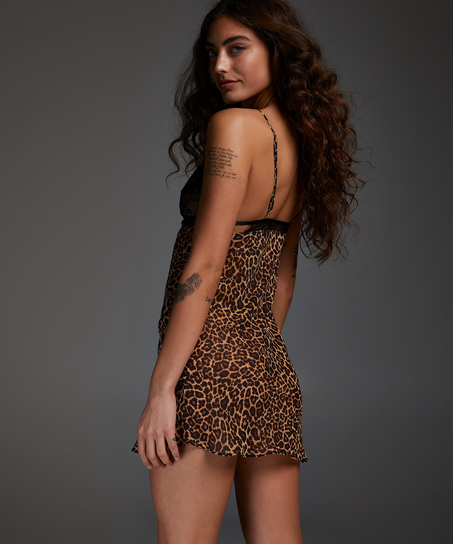 Natkjole chiffon Holly, Sort