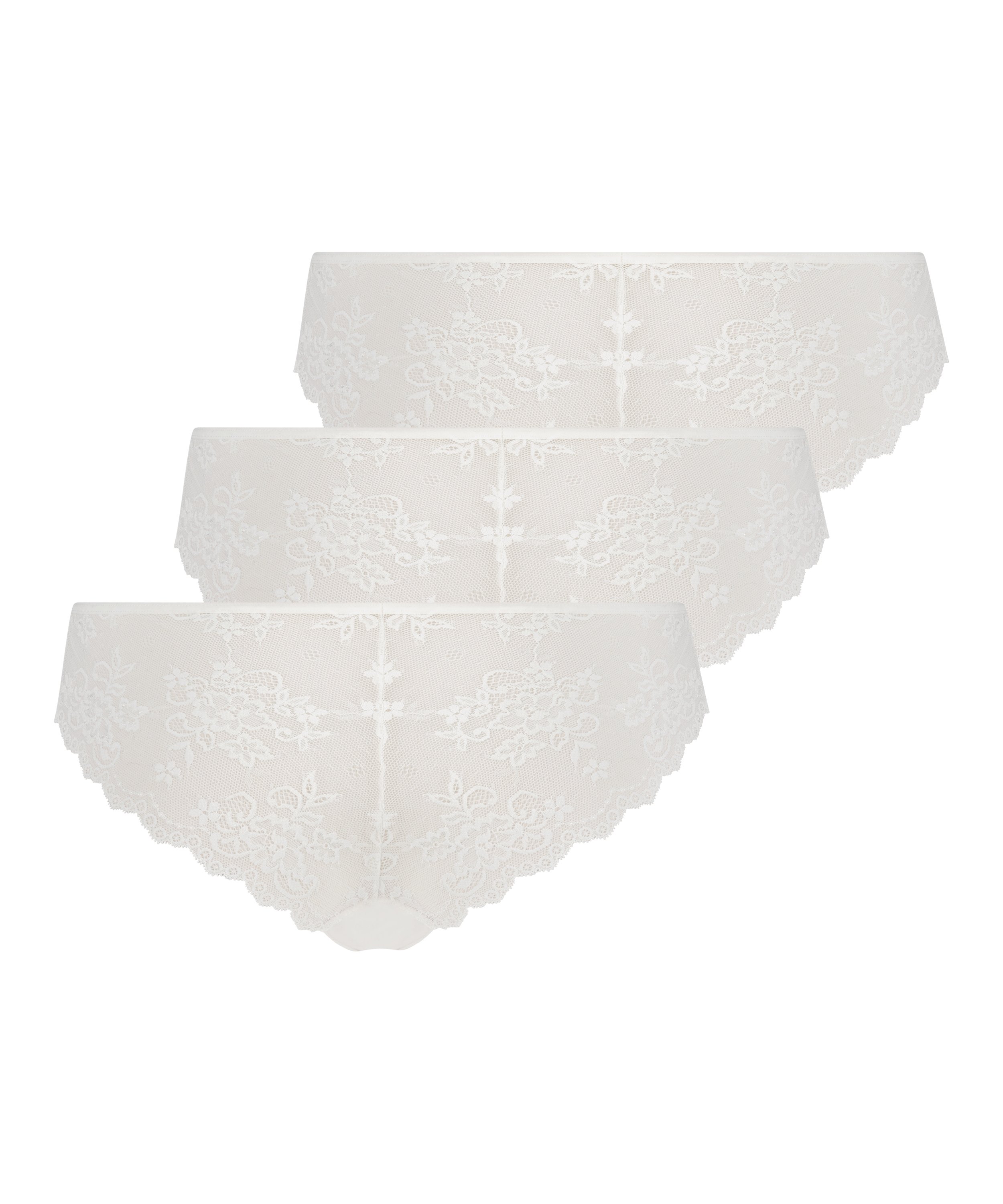 3-pak Lace Back usynlig brasiliansk trusse, hvid, main
