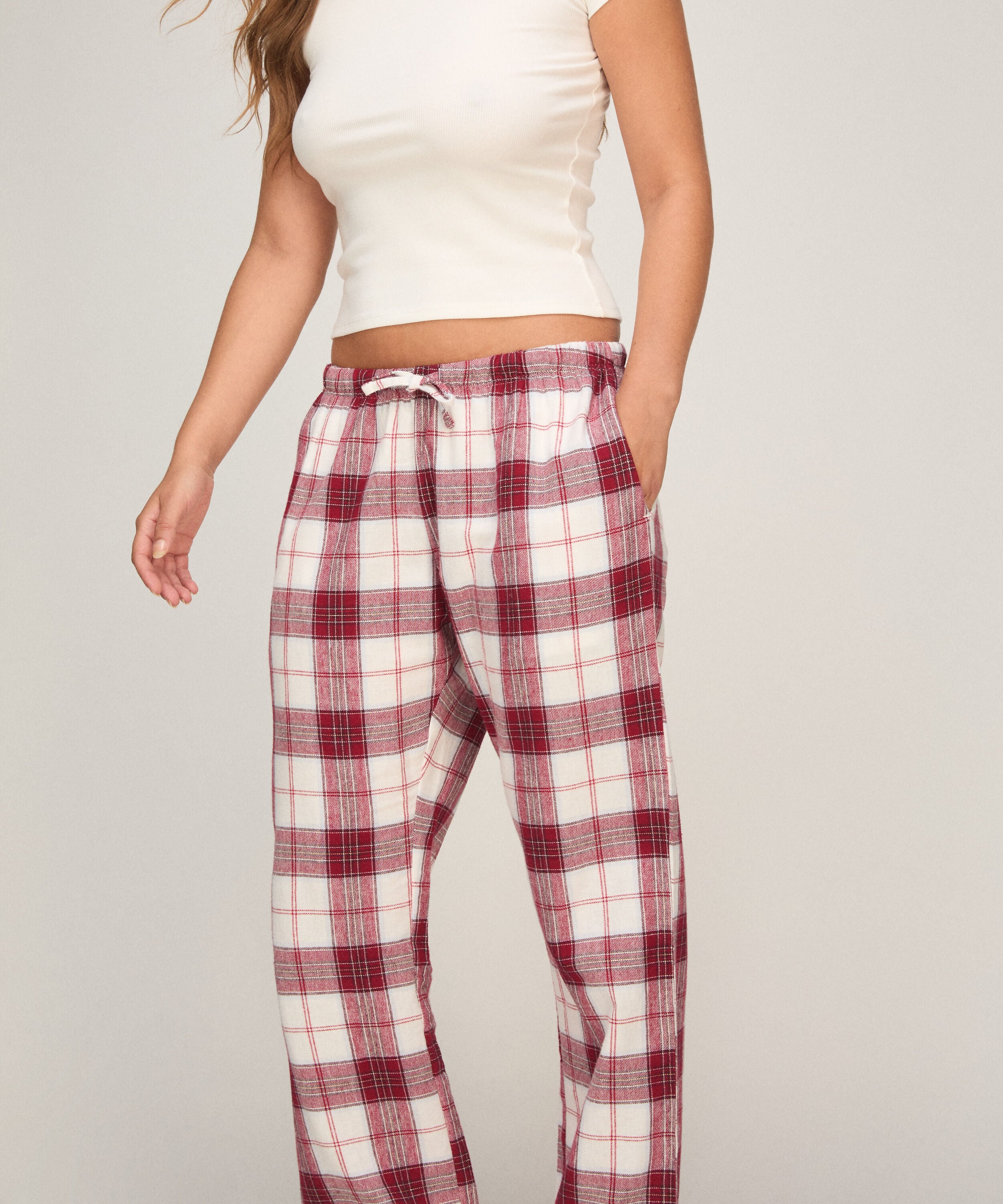 Pyjamasbukser af flonel, Hvid
