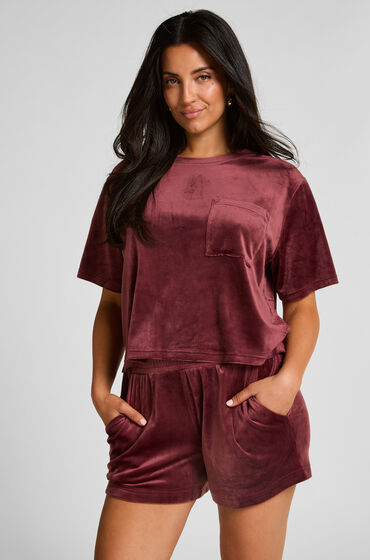 Hunkemöller Fløjlsshorts med lomme rød