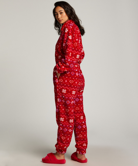 Onesie-jumpsuit fleece, Rød