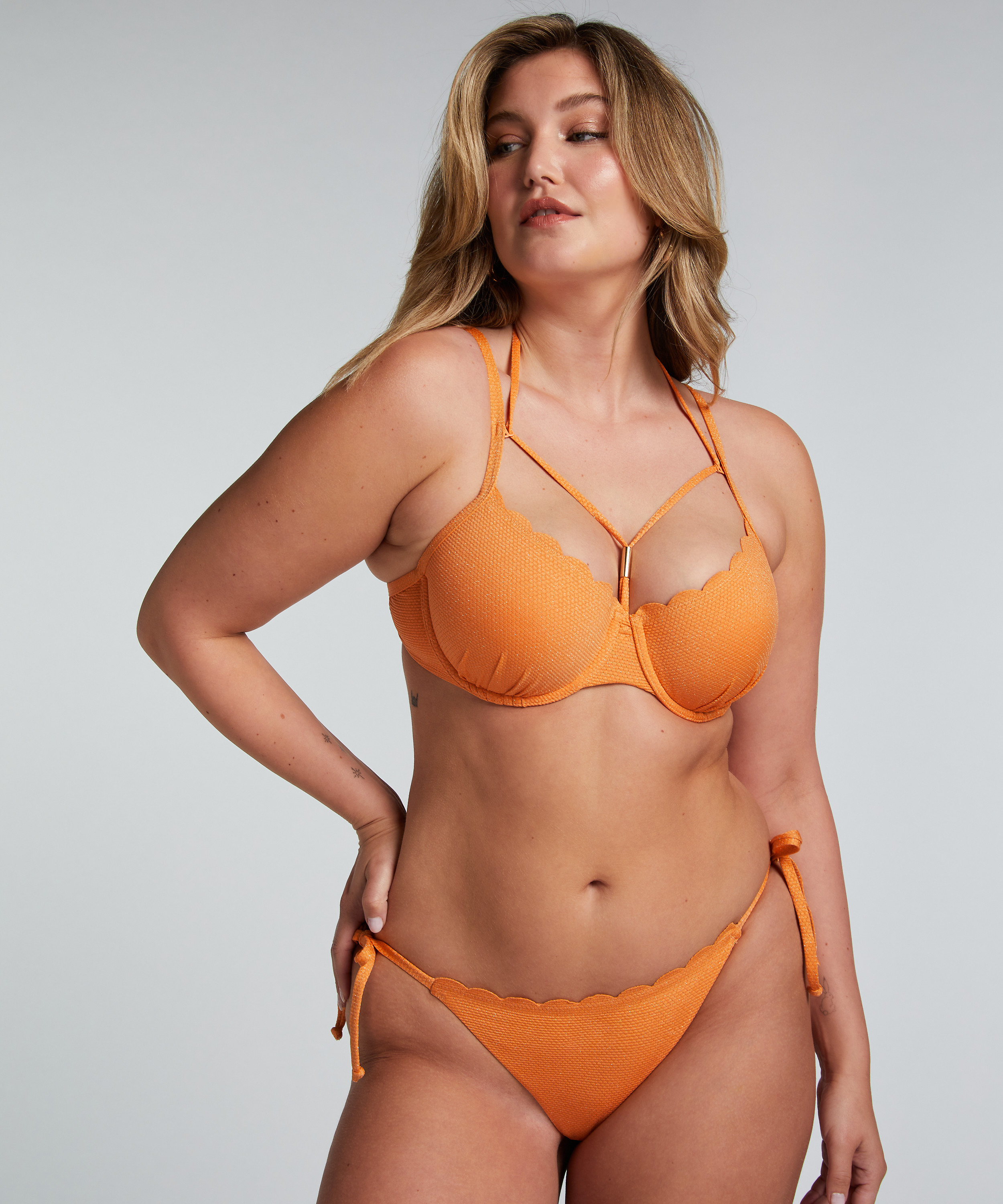 Bikinitop Scallop Lurex, Orange, main