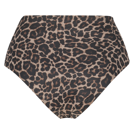 Fræk Leopard bikiniunderdel med høje ben, Beige