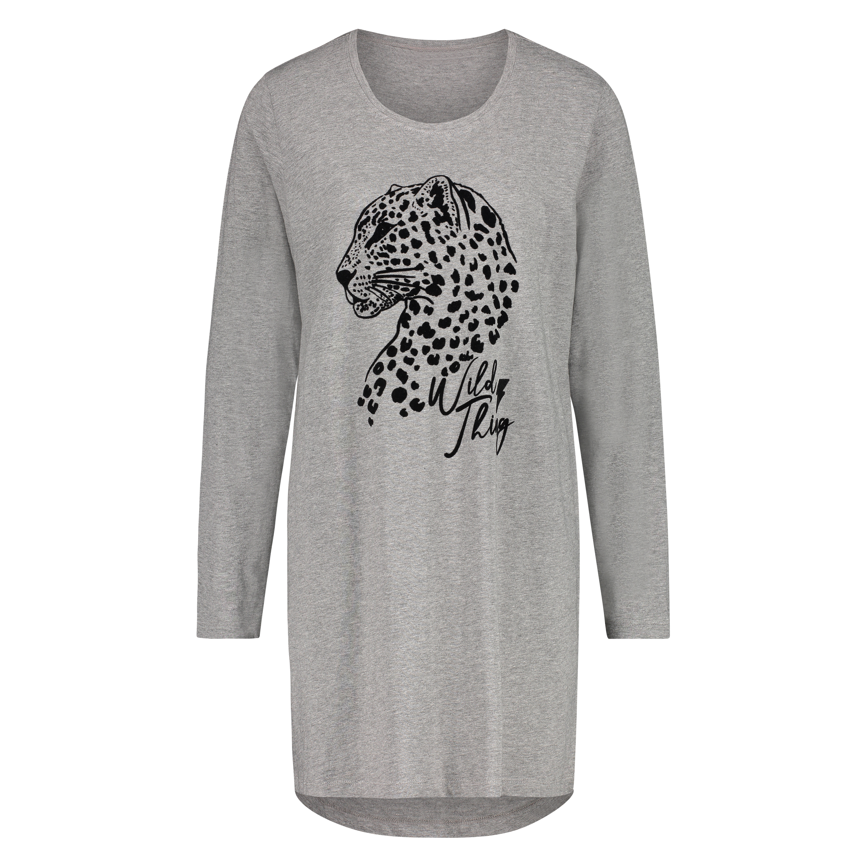 Natkjole med rund hals, Gr&aring;, main