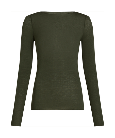 super soft b&aring;dhals bluse med cashmere, Gr&oslash;n