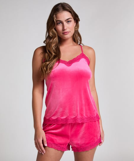 Cami top Velours Lace, Lyserød