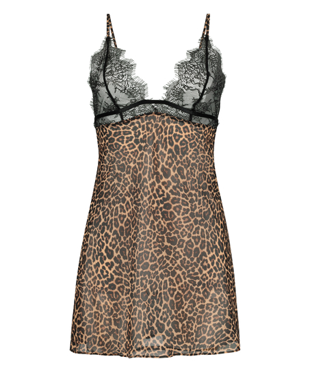 Natkjole chiffon Holly, Sort