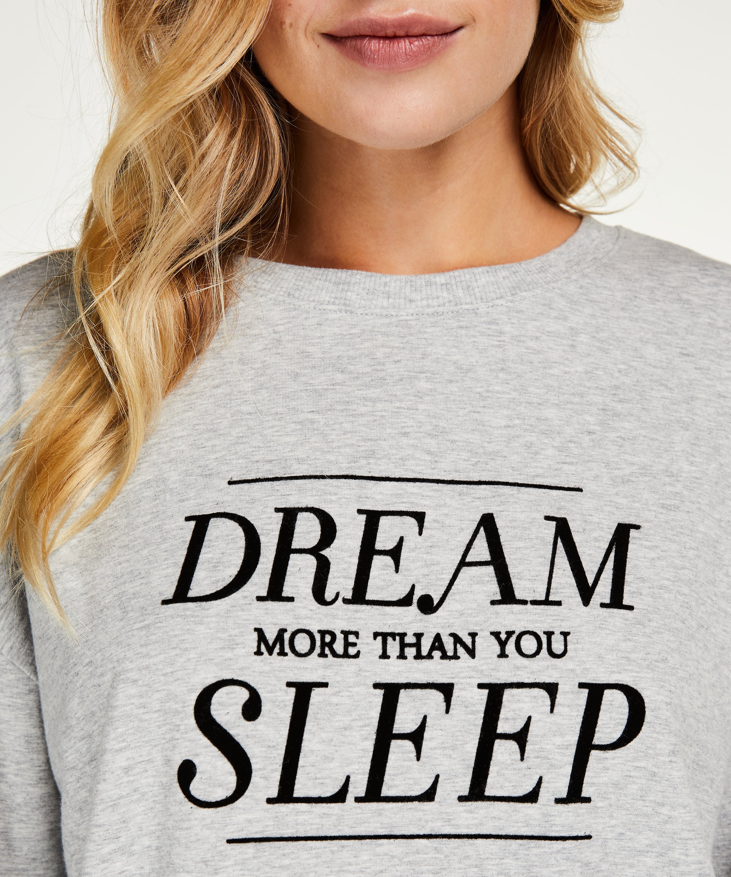 Natkjole lange ærmer, Grå, main