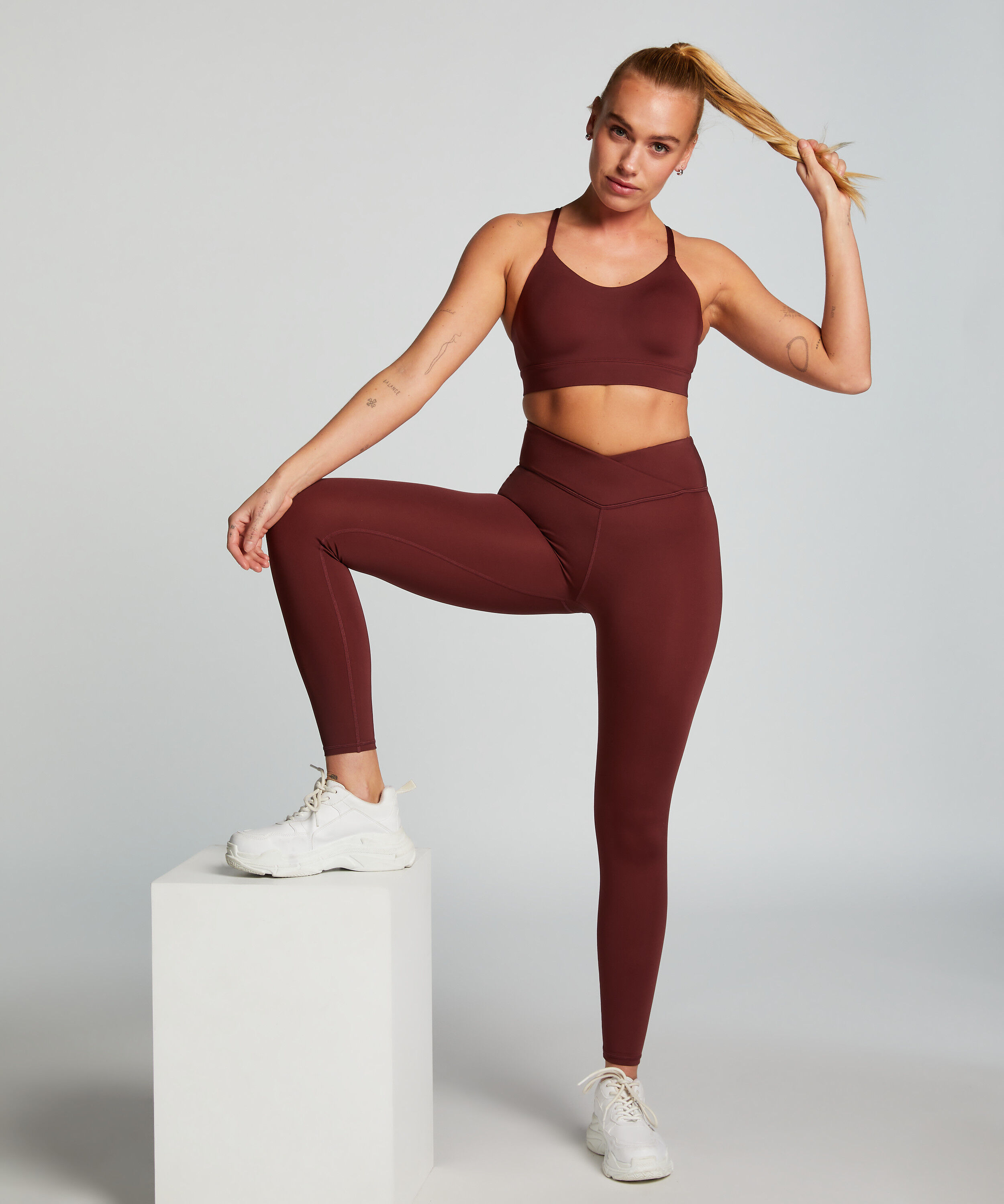 HKMX Leggings med krydseffekt og høj talje, Rød