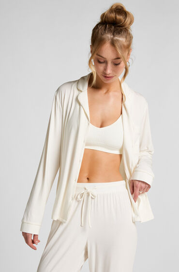 Hunkemöller Langærmet jerseyjakke Essential hvid