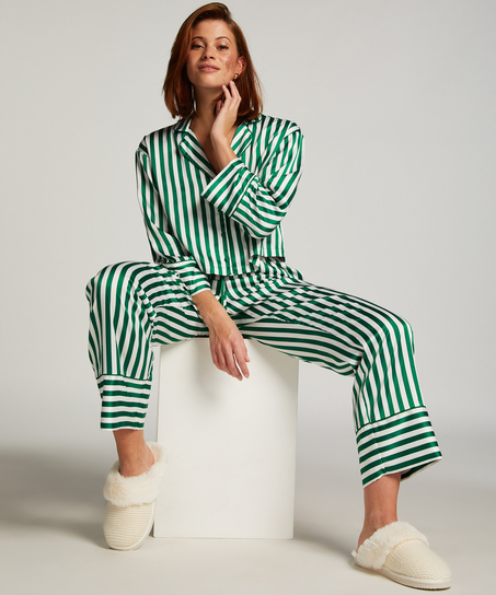 Langærmet satinjakke, Grøn