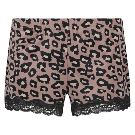 Pyjamasshorts velour leopard, pink