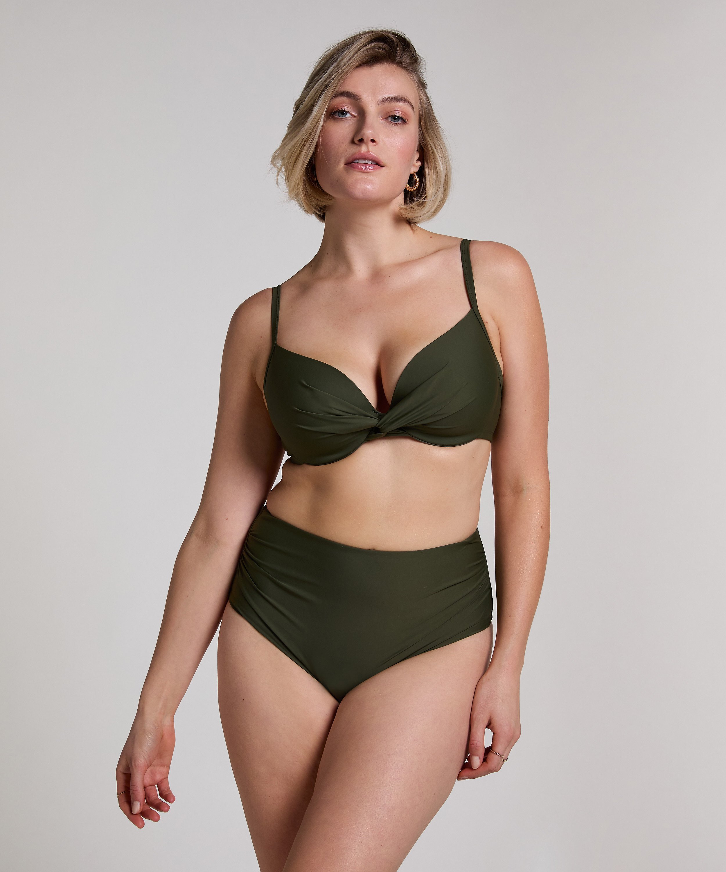 Høj talje Cheeky Shaping Bikini-Bund Luna, grøn, main